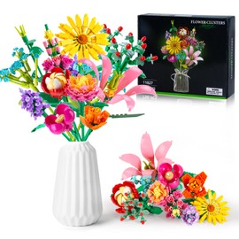 756 PCS Flower Bouquet Building Sets - 11 Kinds of Building Block Flowers, Botanical Collection Crafts Set for Home Office Decoration, Valentines Day or Mother's Day Gifts for Adults Girl