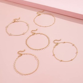 Bufenia Gold Layered Anklet Boho Ankle Bracelet Statement Foot Chain Summer Beach Jewelry for Women and Girls