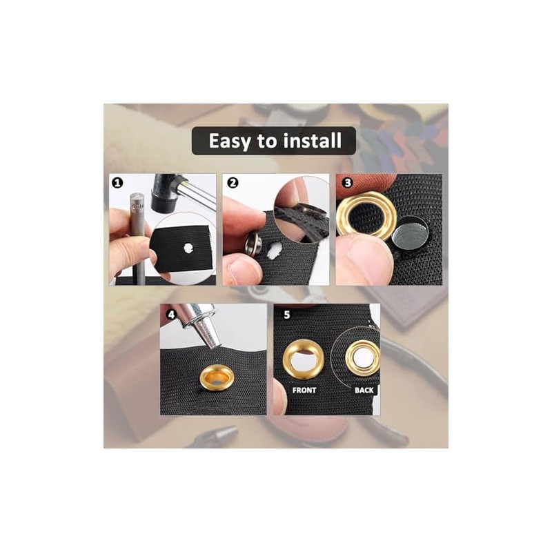 Litoexpe 4.5MM Grommets Eyelets 200 Pcs, Self Backing Eyelets for