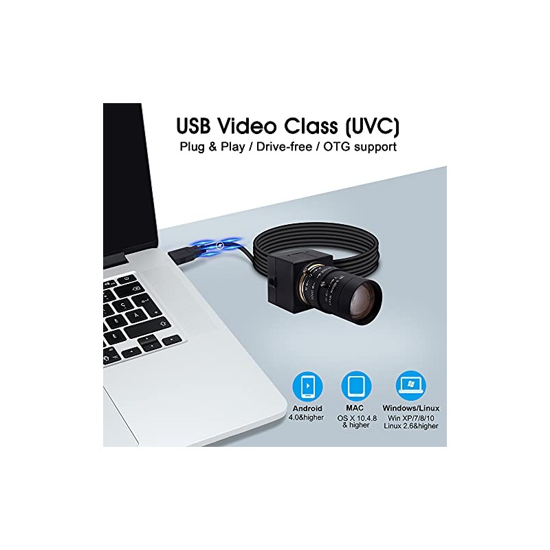 SVPRO Teleobjetivo cámara web compatible con Mac, cámara USB de