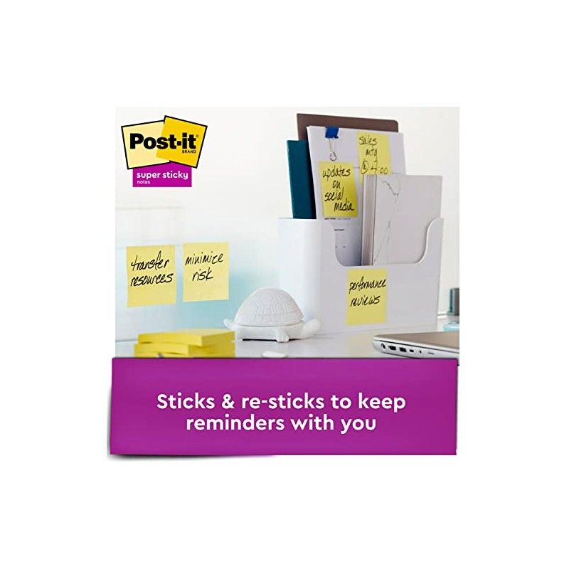 Post-it Super Sticky Notes, 2x Sticking Power, 7.6 x 7.6