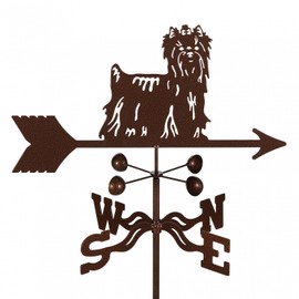 EZ Vane Yorkie Dog Weathervane — Garden Mount, Wind Cups, Antique Copper Finish, Steel with Durable Triple Powder Coating, Handcrafted in USA
