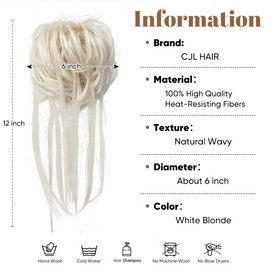 CJL HAIR Messy Bun Hair Piece Curly Hair Bun Extensions with Straight Tails Hair Scrunchies Ponytail Hairpieces for Women