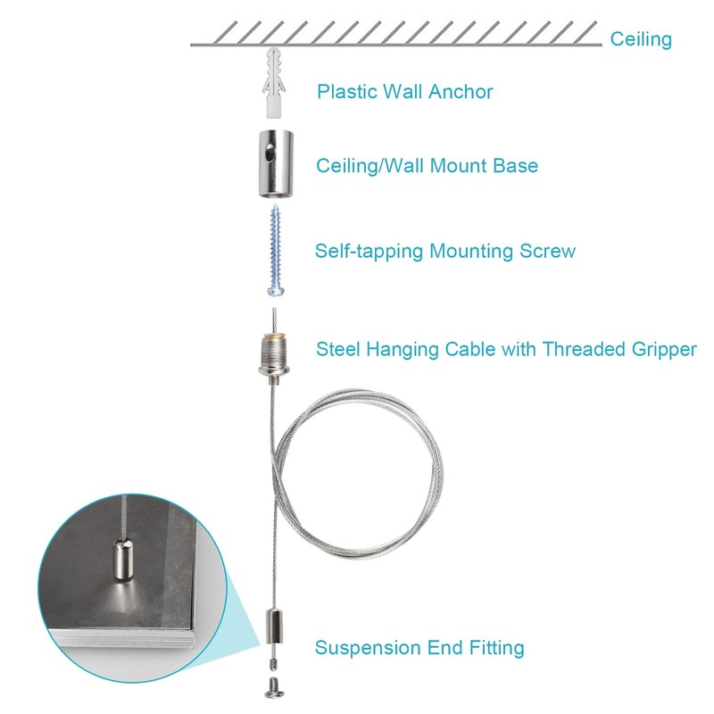 OTTFF 16 Pack 3.2 ft Light Hanging Wire Kit, Ceiling