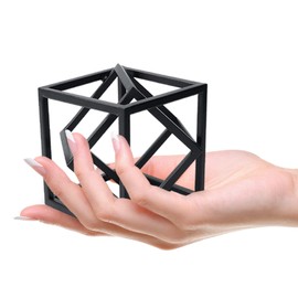 DreamsEden Small Geometric Sculpture, Metal Cube Decorative Ornaments Modern Home Decor Accent