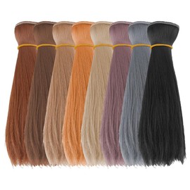 DICOSMETIC 8Pcs Doll Hair 8 Colors Doll Wig 15.5cm Straight Short Doll Hair Plastic Doll Hair Wefts Doll Making Kits Doll Hair Extensions Faux Hair Replacement for Doll Hair Crafts