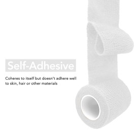 RISEN Cohesive Bandage 2” x 5 Yards, 6 Rolls, Self Adherent Wrap Medical Tape, Adhesive Flexible Breathable First Aid Gauze Ideal for Stretch Athletic