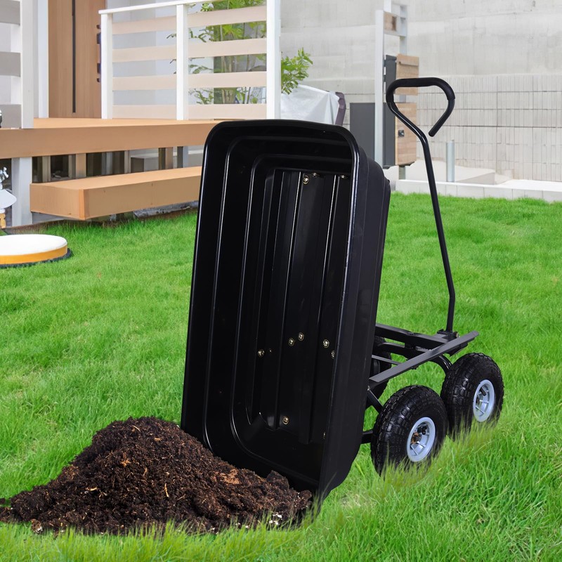 AAIN Heavy Duty Garden Cart with 10" Pneumatic Plastic Tires,