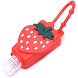 Galepromot Red Strawberry Empty Travel Bottle Hand Sanitizer,Cartoon Hangable w Cover Silicone Refillable Bottle Cosmetic Container for Hand Soap Holder Refillable Cosmetic Containers Pump Dispensers