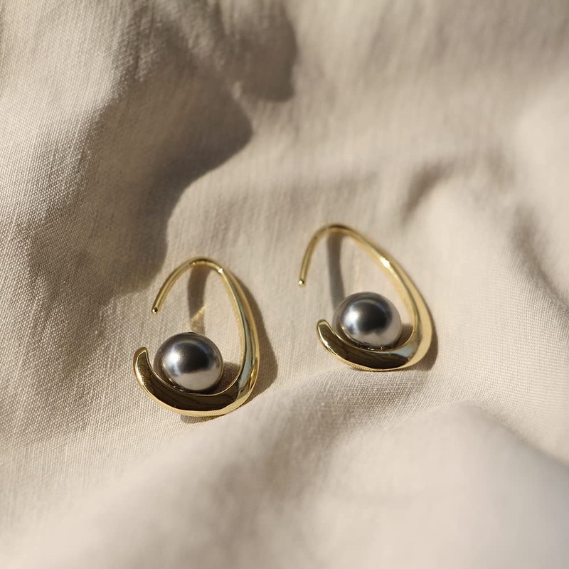 SWJEWEL 18k Gold Plated 8mm Cute Pearl Earrings Hypoallergenic Imitation