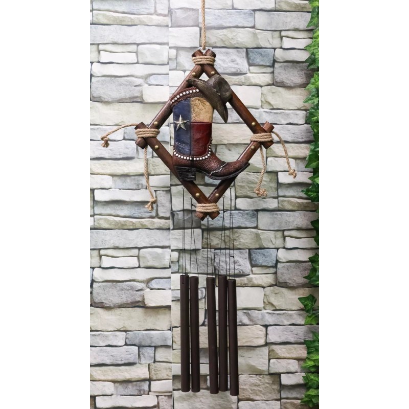 Rustic Western Texas Cowboy Boot And Hat Faux Leather Decorative