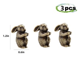 Niuwiwyi Brass Retro, Antique Rabbit Hinge Heads Decorative Topper Set of 3, Magnetic Hinge Head Toppers, Vintage Home Decoration