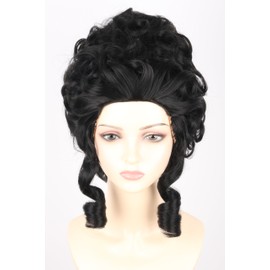 Lucoacos Black 18th Century Colonial Wig for Adult Women Victorian Queen Cosplay Wig