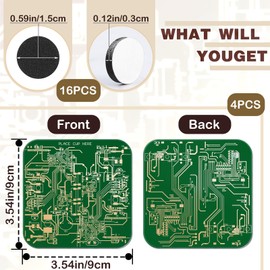 Circuit Board Coasters PCB Coasters Immersion Gold Circuit Board Coasters for Drinks PCB Design Coasters for Men Funny Drink Coasters for Party Bar Office Geek Men Nerd Engineer Gifts (Green)
