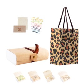 Gift Box Set with Leopard Print Bag, Small jewelry gift box, Cheetah Print Party Favors, Cheer Bow Box, Letter Stickers, Decorative Paper and Raffia for Jewelry, cheetah print bag, Small Items (Leopard print)