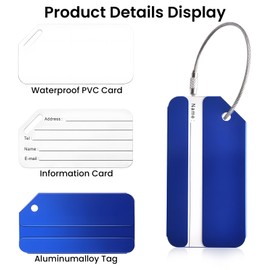 GALAMAX 6 Pcs Luggage Tags for Suitcases, Metal Luggage Labels with Steel Loop and Waterproof Name ID Card, Aluminium Bag Tags for Luggage Suitcase Identifier, Secure Travel Labels for Luggage-6 Color