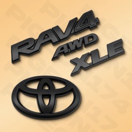 Kits de superposición de emblema de puerta levadiza de 4 piezas para placa de identificación Rav4 2019-2025 XLE AWD negro mate