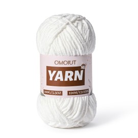 Plush Chenille Chunky Crochet Yarn - Baby Yarn for Crocheting Soft - Velvet Yarns Knitting for Blankets Crafts - Fluffy Amigurumi Yarns 100g / 131yd (Snow White)
