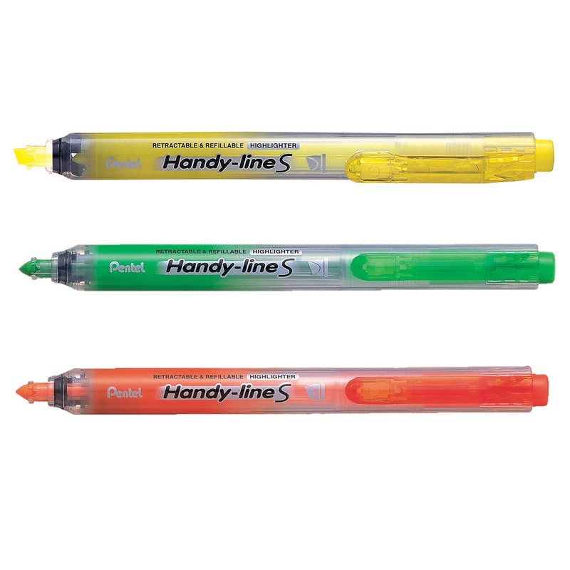 Pentel Handy-Line S Highlighter Pens Pack of 3 Assorted Colours