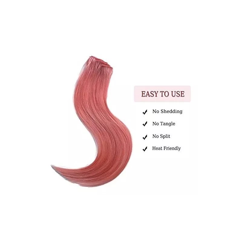 QNI-LMB Extensiones De Cabello Color Pink - Cabello 100% Natural