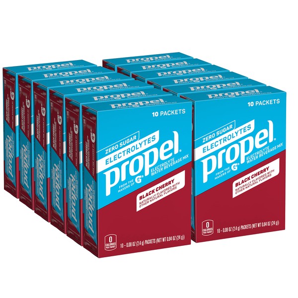 Propel Powder Packets, Black Cherry With Electrolytes, Vitamins and No Sugar (Packaging May Vary), 120 Count