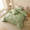 Cottonight Sage Sunflower Comforter Set - Queen Size, Light Green
