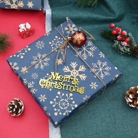 50 * 70cm Christmas Wrapping Paper Sheets,DXTXTJ 5 Folded Sheets Recyclable Kraft Wrapping Paper,Navy Blue Wrapping Paper Christmas Bulk for Xmas Gift Wrap