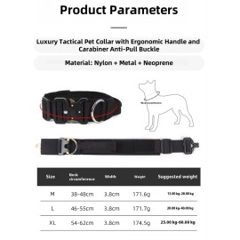 DO&G Tactical Dog Collar Heavy Duty Adjustable Military Training Collar Metal Buckle