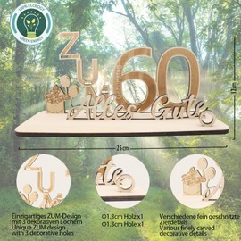 Sugeru® Money Gifts Birthday for 60 | 25 x 13 x 12 cm | Birthday Women Men | Wooden Gifts | Gifts Made of Wood Decoration | Money Gift for Friends, Family, Lovers Guest Book