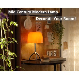 Mgchayoli Orange Mushroom Modern Table Lamp,Unique Mid Century Modern Lamp for Bedroom,Cool Retro Bauhaus Lamp,Bedside Nightstand Donut Lamp Dimmable Lamp for Room Decor (Orange)