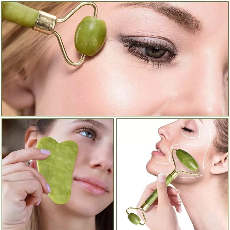Jade Masage Rodillo Masaje Facial De Jade + Gua Sha