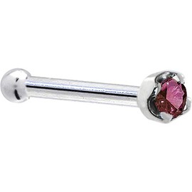 Solid 14k White Gold 1.5mm (0.015 cttw) Genuine Purple Diamond Nose Stud Bone 20 Gauge 1/4"