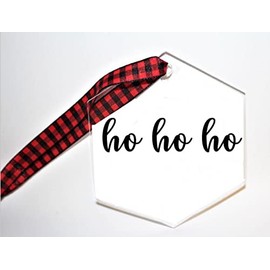 Ho Ho Ho Ornament, Merry Ornament, Farmhouse Acrylic Ornament, Teacher Acrylic Ornament, Family Acrylic Ornament, Coworker Acrylic Ornament (Clear Back)