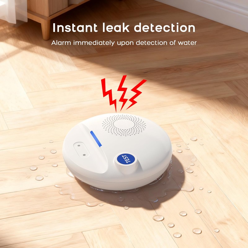 Wireless WiFi Water Leak Detectors,100dB Adjustable Loud Water Leak Sensor