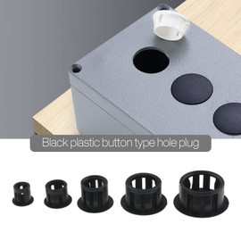 ECSiNG 100Pcs Plastic Hole Plug Replacement Flush Type Hole Plugs Snap Furniture Fencing Post Pipe Insert End Caps Accessories for Cabinets Window Frames Black