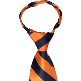 tiemart Pretied Zipper Ties Easy On Zip Up (20 Inch, Navy Blue and Orange)