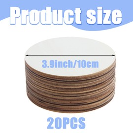 20pcs Wooden Coasters Round Shapes, Blank Wood Slices Unfinished Plain Pieces for Painting, Woodcraft, Crafting, Pyrography and Coasters DIY Arts Crafts Home Decor