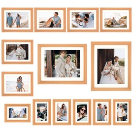 4"x6" 5"x7" 8"x10" Collage Picture Frames, 14 Pack Multi-size Wood Texture Finish Photo Frame Gallery Wall Frame Set for Hanging or Tabletop Display, Wall Decor for Bedroom, Living Room, Home, Office