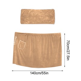 ZHYUAN Sauna kilt men's terry towelling, sauna towel for men, men's sauna terry cloth kilt with buttons for men, sauna kilt with patch pocket, sauna kilt men with press stud, khaki
