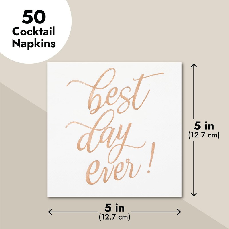 50-Pack Best Day Ever Napkins - Disposable Napkins for Wedding