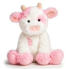 Hopearl Adorable Plush Cow Toy Floppy Dairy Cattle Soft Kawaii Stuffed Animal Cute Birthday Holiday Gift for Boys Girls Kids Toddlers, Pink, 9''