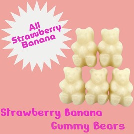 Irresistibly Delicious White Strawberry Banana Gummy Bears - 1.5 lbs of Fruity Bliss-Soft, Chewy, and Bursting with Tangy Delight-Great for Kids and Adults of All Ages(24 oz)