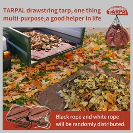 TARPAL 5x5 Feet(2pack) Small tarp with Drawstring Tarp Waterproof Brown Medium Duty tarps Multipurpose Cover for Leaf Camping Firewood Outdoor Furniture etc.