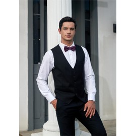 HISDERN purple Bow Tie for Men Pre-tied Wedding Formal Tuxedo Bowtie Classic Handkerchief Set Adjustable