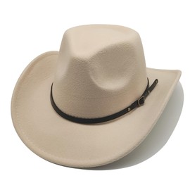 Cowboy Hat Women Men with Ribbon Cowgirl Costume Western Hat Cowboy Hats for Women Black, beige