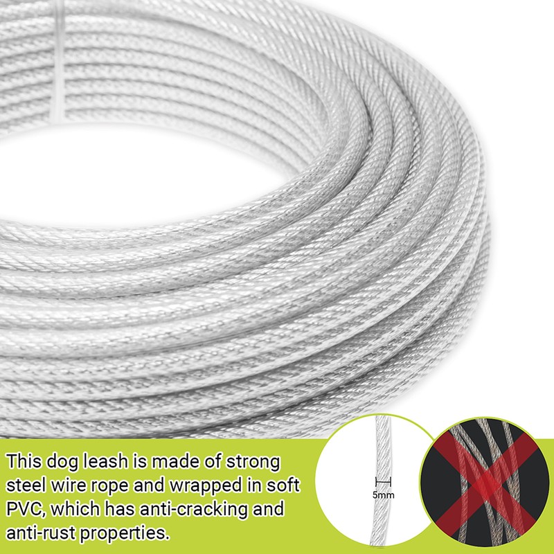 Dog Tie Out Cable - 100 ft Long Dog Cable