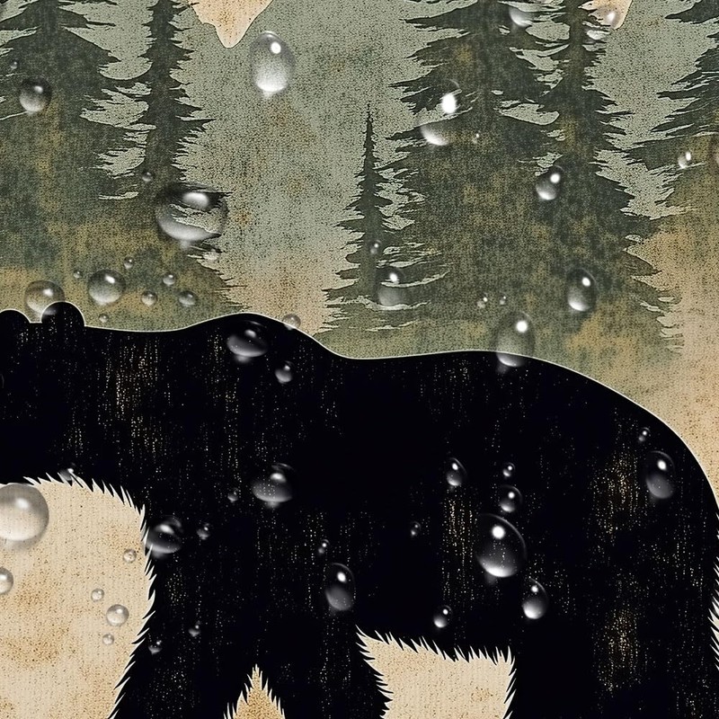 Uokiuki Cabin Bear Shower Curtain, Rustic Deer Hunting Decor Bath