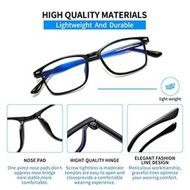 Suertree Blue Light Filter Distance Glasses Lightweight Myopia Glasses Fashion Myopia Glasses for Women Men Black -6.0 Dioptres