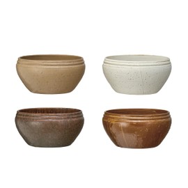Creative Co-Op Large Earthen Hues Stoneware Bowl Collection, Multicolor, Set of 4