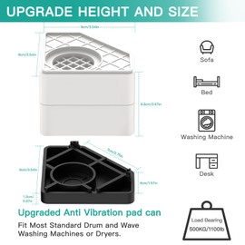 SEISSO Anti Vibration Pads, Shock and Noise Cancelling Washing Machine Foot Pads, Washing Machine Pedestal Protect Laundry Shaking Skidding Walking (White)